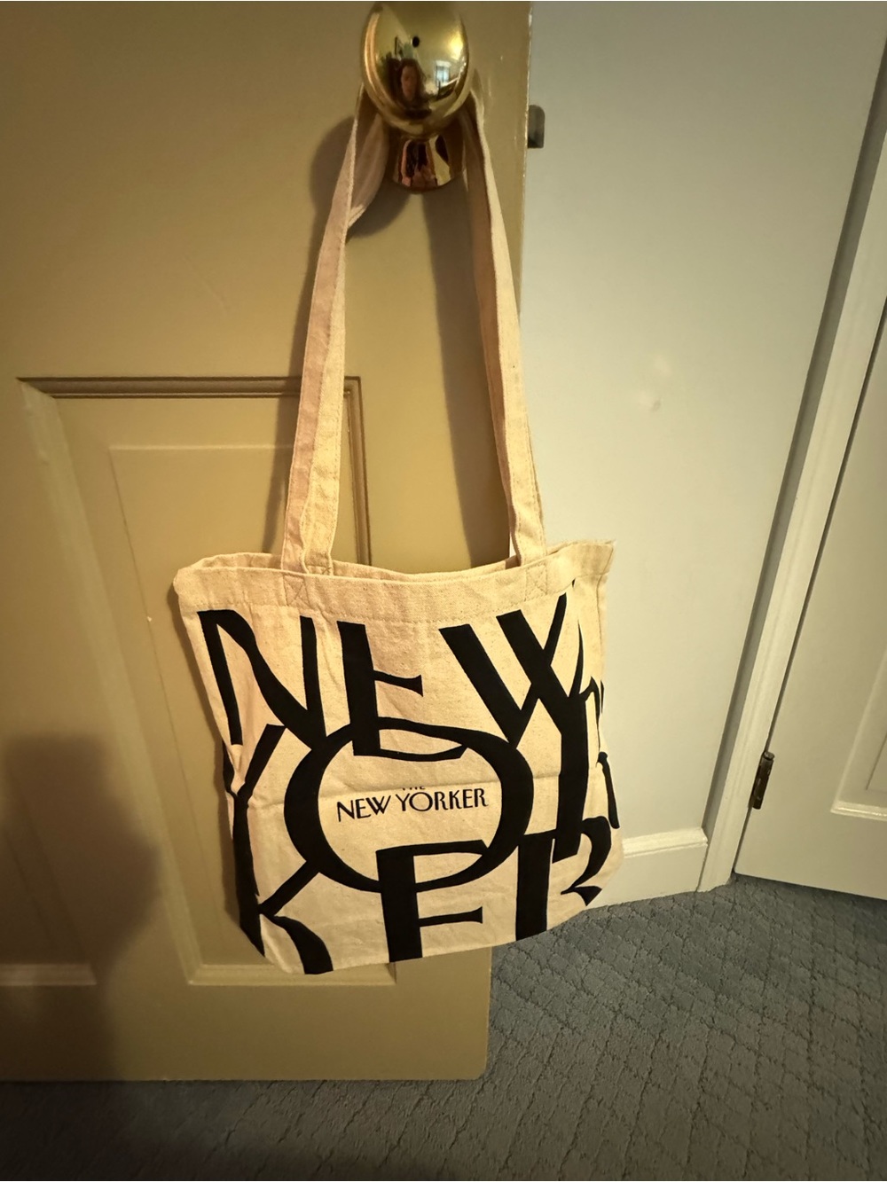 Cream Canvas Tote with Black Graphic